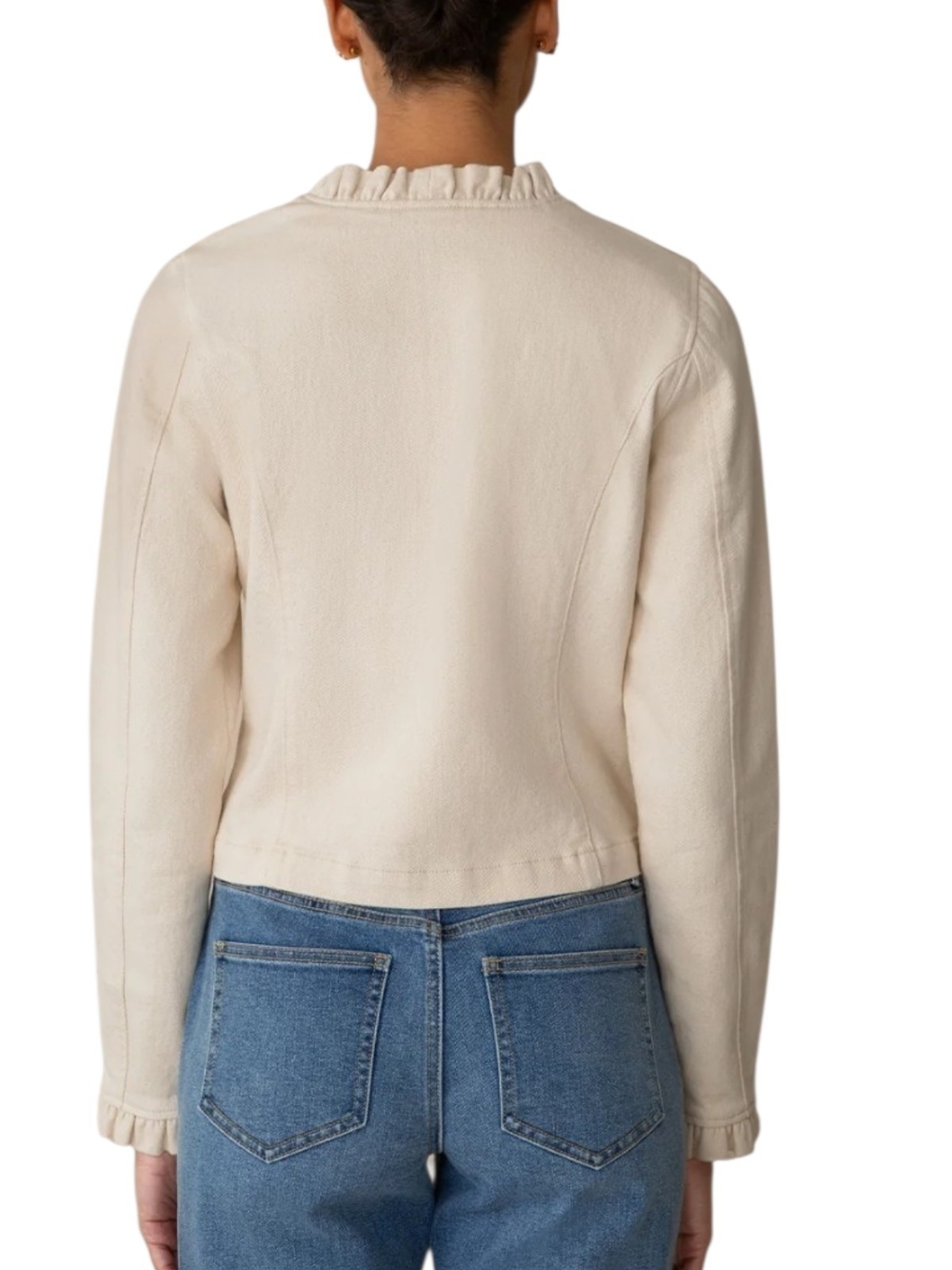 Draper James Cream Ruffle-Trim Jean Jacket - Picture 3 of 10